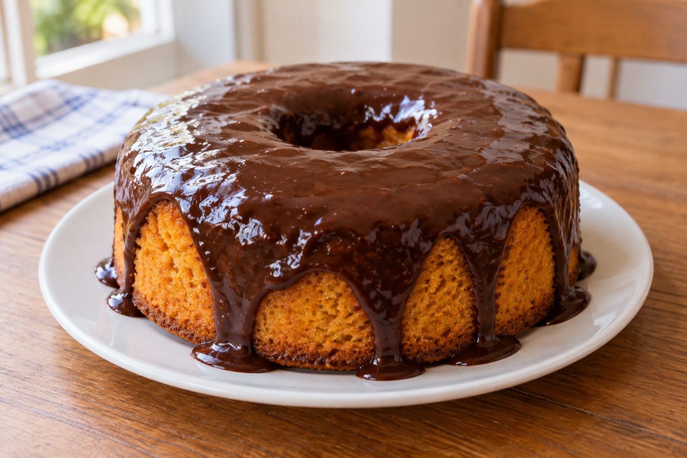 Bolo de cenoura simples com cobertura