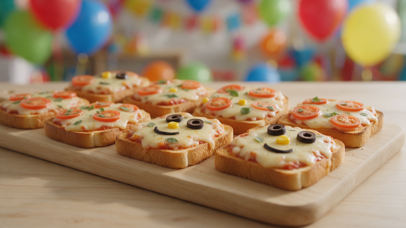 Mini pizza de pão de forma para o Dia das Crianças